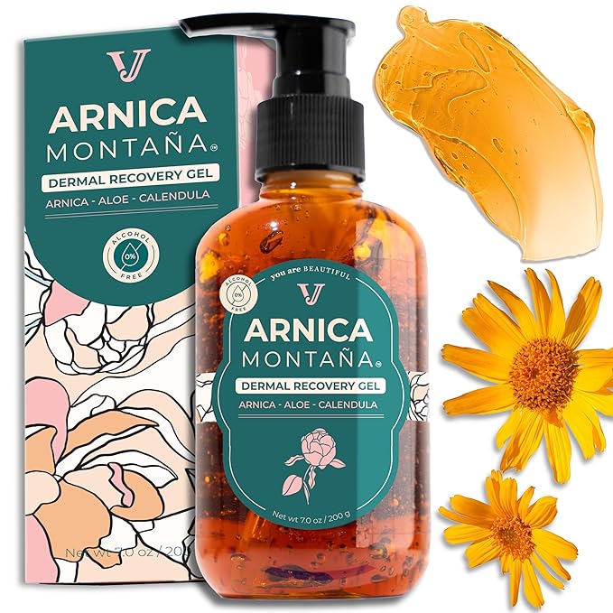 Arnica Gel For Face, Arnica Cream and Bruise Cream to Soothe with Aloe and Calendula for Face and Body, Menthol Free, Alcohol Free, 7oz Pump