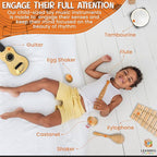 Natural Wood Musical Toys for Toddlers 1-3, Kids Musical Instruments set of 7 items Kids Guitar Egg shakers Flute Instruments Maracas Baby Xylophone Tambourine Castanets, Toddler learning Toys Experts