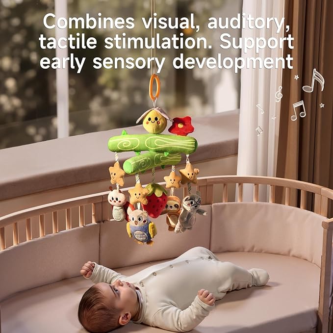 TUMAMA Baby Toys 0 3 6 12 Months, Crib Mobile Toys Bee Toy with Squeaky, Crinkle, Rattle, Montessori Newborn Sensory Baby Gym Stroller Crib Hanging Toy