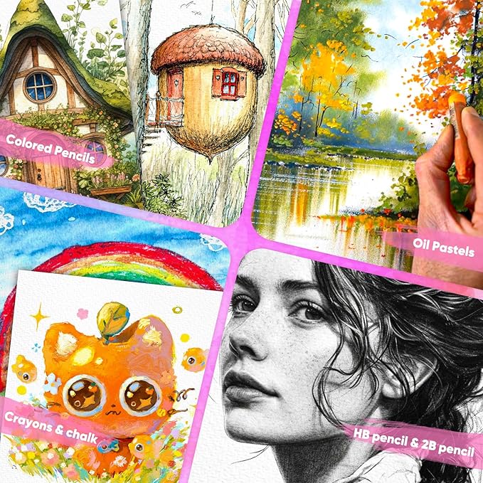 128 Sheets Watercolor Paper Bulk, Easter Basket Stuffers, 5"x7" 140lb/300gsm Cold Press White Water Color Paper for Teacher Students, Classroom Must Have, Study Essentials, College School Supplies