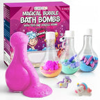 Kids Bath Bombs Powder with Mini Unicorn Inside – Bubble Bath for Kids – Bathtime Experiment Kit Mix - Blast of Foam & Colour Surprise – Gift Set of 4