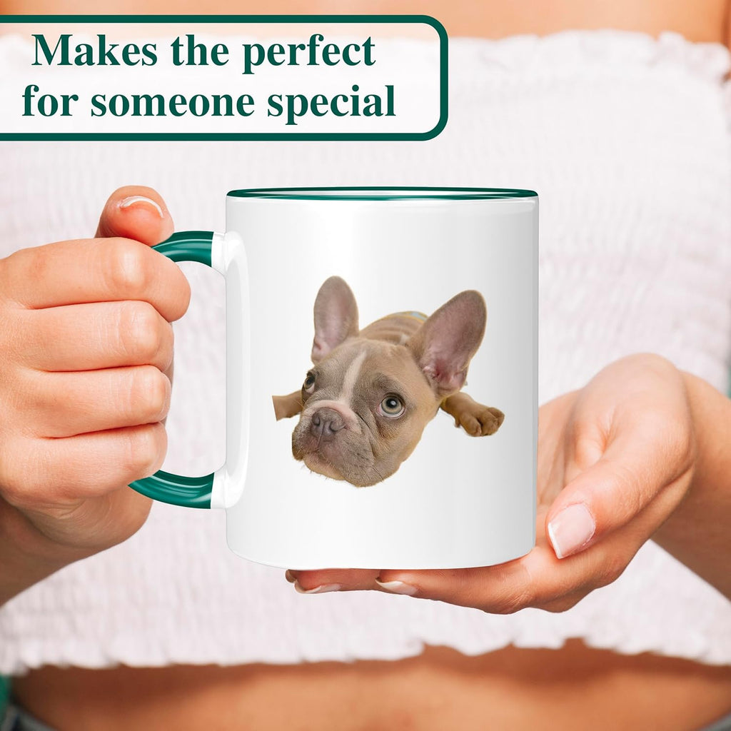 Personalized Coffee Mug, Custom Photo Text 11 Oz Ceramic Mug, Customized Picture Name Tea Cup, Unique Gift Idea, Taza Cafe Personalizadas Fotos, Cute Custom Gifts Mom Women Men, Father's Day, Green