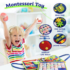 TenFans Montessori Busy Board | 1-4 Year Old Toddler Learning Toy | Fine Motor Skills Development | Montessori Sensory Playset | Early Childhood Education Tool | Portable Travel Preschool Activity Kit