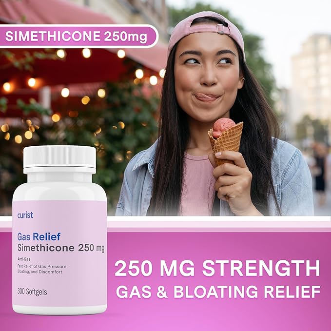 Curist Gas Relief Simethicone 2 Pack - 250 mg Softgels (600 Count) Digestive Relief, Bloating Relief & Anti Flatulence Gas Pills for Adults aids Gas and Bloating Relief (600 Softgels)