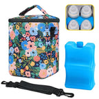 Breastmilk Cooler Bag with Ice Pack Fits 4 Baby Bottles Up to 9 Ounce Insulated Baby Bottle Bag Breast Milk Cooler on The Go with Strap Baby Bottle Cooler Bag for Nursing Mom Daycare or Travel