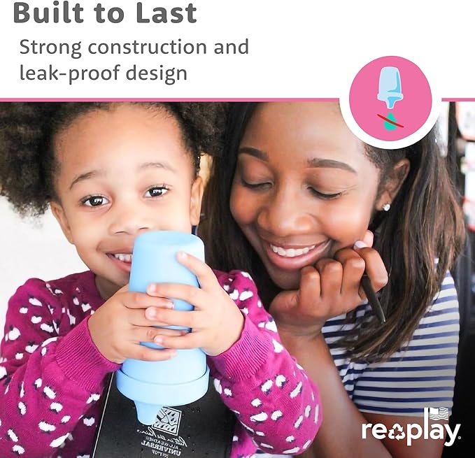 Re-Play Sippy Cups for Toddlers - 10 Oz. Reusable Spill Proof Cups for Kids, Dishwasher/Microwave Safe - Made in USA - Set of 6-3.13" x 6.25" - Crayon Box