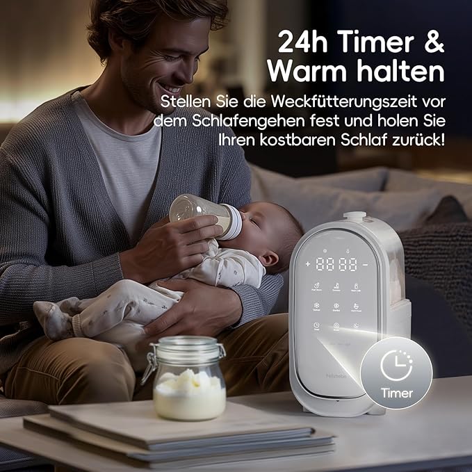 Bottle Warmer for Breastmilk, 11-in-1 Double Bottle Warmer Large Touchscreen with Night Light, Detachable for Easy Cleaning & Accurate Temperature Control, Timer, Milk Warmer for Baby