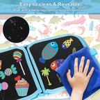 Erasable Doodle Set for Kids - Reusable Magic Drawing Book with 12 Watercolor Pens 14 Page Drawing, Road Trip Car Game Writing Painting Set for Boys and Girls (Fish)