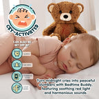 Gemma Joy Bedtime Baby Soothers for Sleep, Cry Activated Heartbeat Stuffed Animal for Baby, Newborn, Calming Light, Lullaby Music, White Noise, Shush, Mother’s Heartbeat - (Brown Bear, Rechargeable)