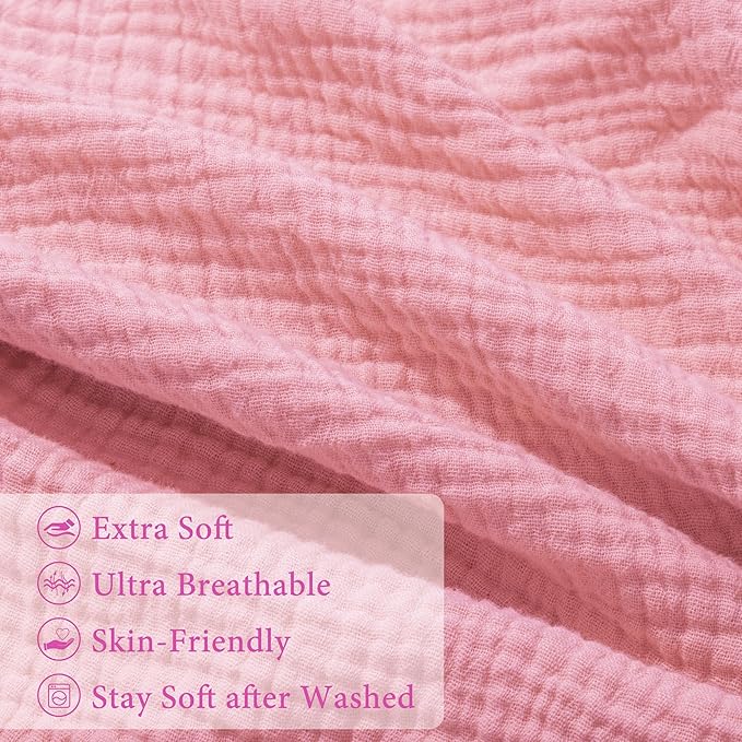 Pro Goleem Muslin Nursing Pillow Cover, 100% Cotton Soft Breathable Feeding Pillow Slipcover for Breastfeeding Moms, Fits Standard Infant Nursing Pillow, for Boys and Girls, 2 Pack (Pink＆Purple)