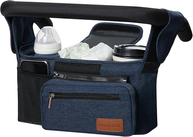 Momcozy Universal Stroller Organizer with Insulated Cup Holder Detachable Phone Bag & Shoulder Strap, Fits for Stroller like Uppababy, Baby Jogger, Britax, BOB, Umbrella and Pet Stroller