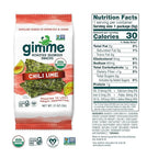 Gimme Seaweed Organic Premium Roasted Seaweed Snacks, Chili Lime, 20 Count, Keto, Vegan, Gluten-Free, Great Source of Omega3s and Iodine, Healthy On-The-Go Snack for Kids and Adults