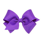 Wee Ones Girls' Plain Wrap Classic Grosgrain Hair Bows on a WeeStay No-Slip Hair Clip, Handmade, Small, Delphinium