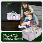 Baby Diaper Caddy Basket Organizer-Sturdy, Breathable & Washable - Stylish Storage, Portable, Car Caddy Organizer, Nursery, Baby Gift Registry Newborn Essentials (Lilac)