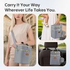 Breastmilk Cooler Bag with Ice Pack & Pacifier Case, Large Double Layer Insulated Baby Bottle Cooler Fits 6 Bottles, Breast Pump Storage Bag for Working Nursing Moms, with Gift Box