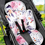 Pea Pod Baby Car Seat Head Support for Newborn, 2 in 1 Infant Car Seat Head Body Support for Girls Extra Soft Breathable Baby Car Seat Cushion Insert for Strollers, Swings, and Bouncers, Pink Floral