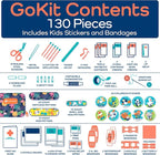 KeepGoing Travel First Aid Kit for Kids – 130 Pc. for Car, Home, Purse, Diaper Bag & Backpack with Latex-Free Bandages - Mini First Aid Kit Travel Size TSA-Approved
