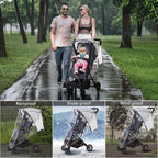 Universal Stroller Rain Cover, Clear Breathable Weather Shield with Waterproof Zipper, 4 Seasons Protection (XL)