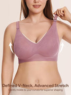 Angelhood Nursing Bras for Breastfeeding, Seamless Wireless Comfort Push up Lace Nursing Maternity Bralette for Pregnancy