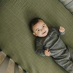 Little Unicorn Premium Crib Sheet | Breathable & Super-Soft Muslin Fabric (Fern)