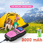 Wishouse Walkie Talkies for Kids Rechargeable with USB Charger 6000mAh Battery,Outdoor Camping Games with Flashlight Lanyard,Toys for Girls,Halloween Xmas Birthday Gift for Children 2 Pack Pink Purple