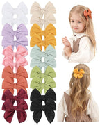 doboi 20PCS Fable Bows 3.6 Inch Hair Clips Baby Girls Hair Clips Cotton Linen Bows for Girls Solid 10 Color Hair Accessories for Baby Toddlers Kids
