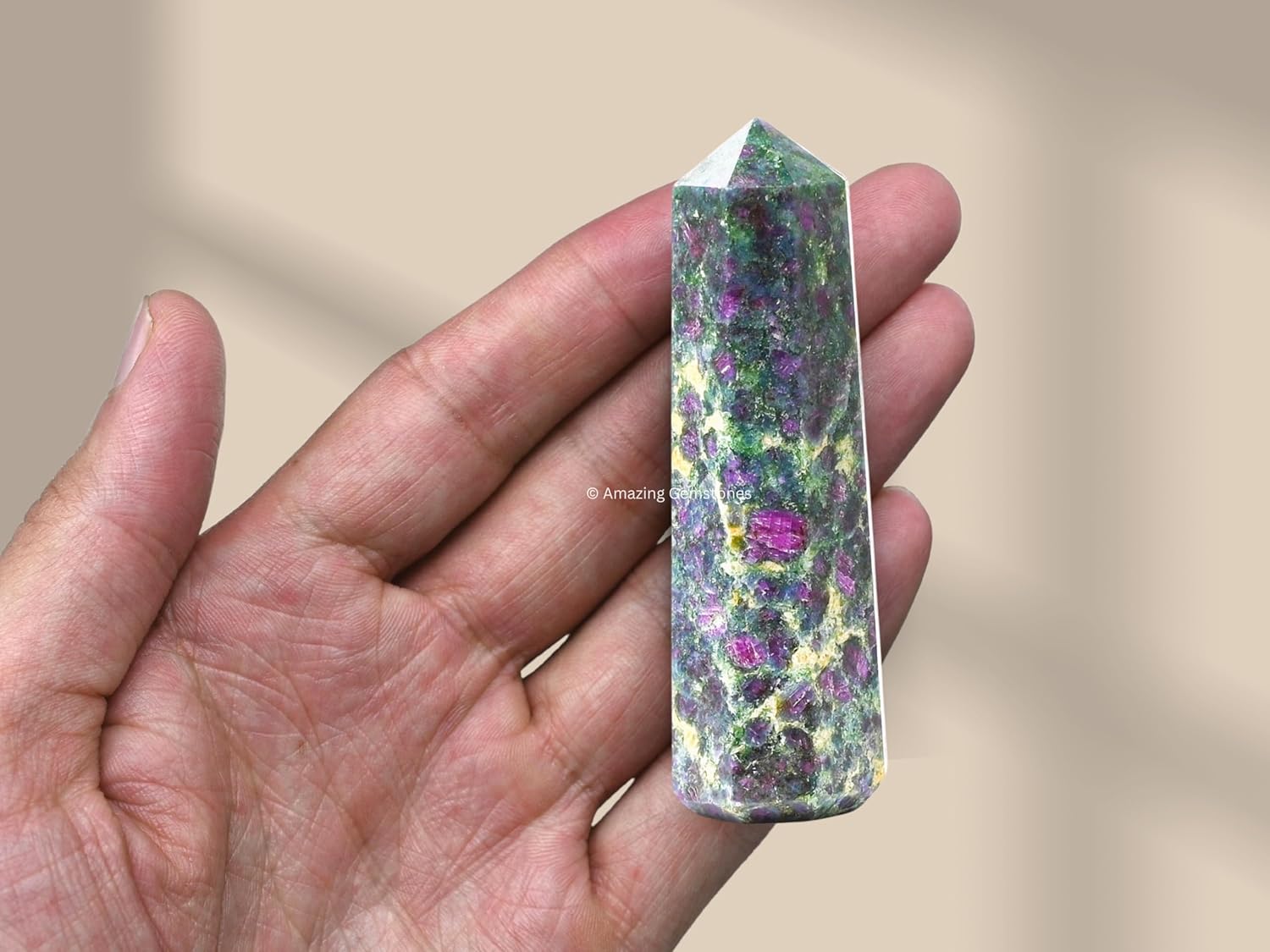 Amazing Gemstone Ruby Fuchsite Crystal Towers ~ Natural Healing Crystal Point Obelisk for Reiki Healing and Crystal Grid (2 to 3 INCH)
