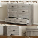 8-Drawer Dresser for Bedroom, Modern Wooden Chest of Drawers with Metal Handles, Anti-Tipping Design, Sturdy and Stable Storage Organizer for Living Room, Entryway, Home Office, Standard