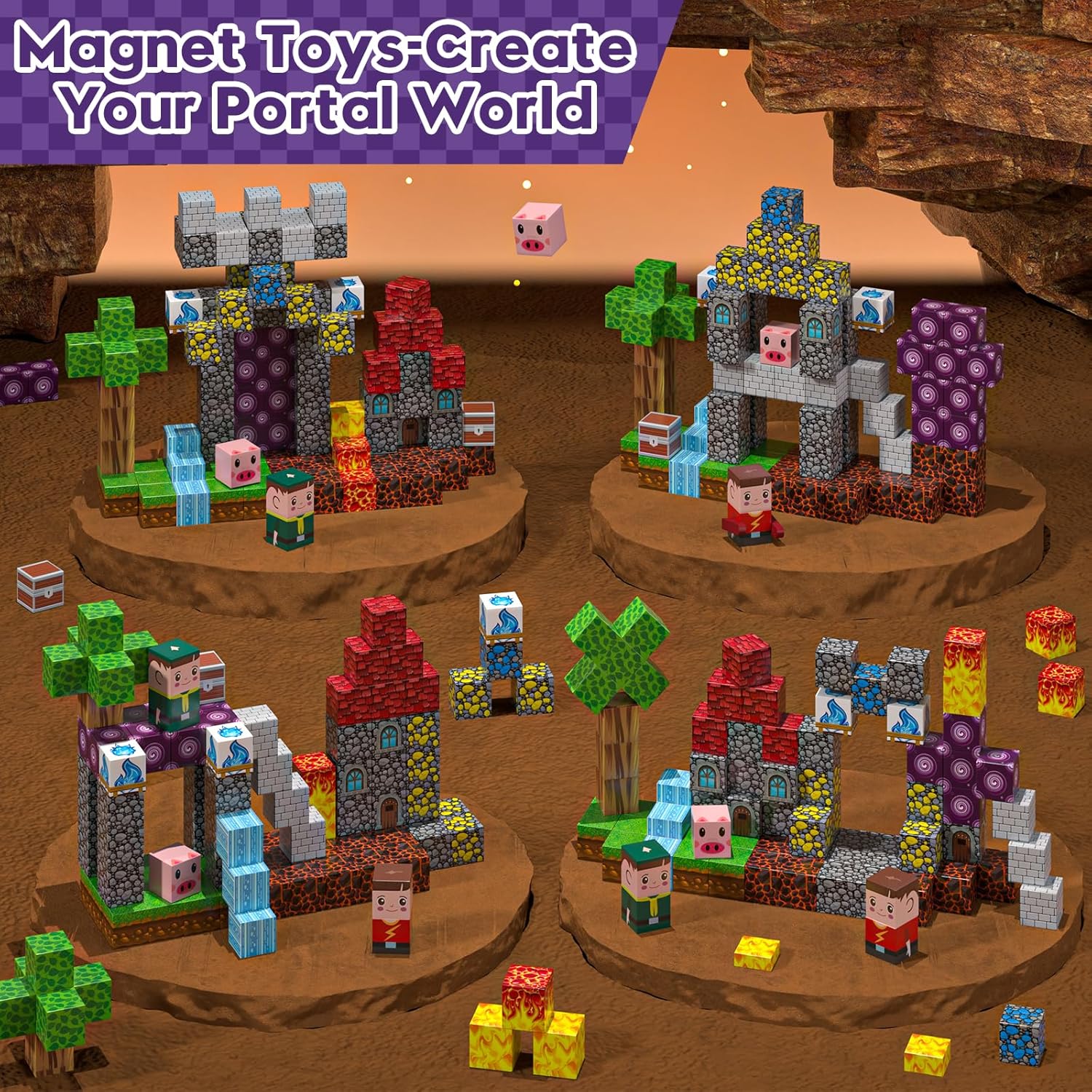 Magnetic Blocks, Magnetic Building Blocks 100pcs, Magnetic Blocks for Kids Ages 4-8, Magnetic Cubes STEM Sensory Toys for Ages 3+ Toddlers Boys & Girls–Christmas Birthday Party Kids Gifts