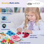 Wooden Jigsaw Puzzles for Toddlers 2-4 Years Old Girls Boys Jumbo Base Chunky Puzzle Ages1-3 Toddler Fun Gifts for 18 24 Months Baby