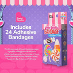 BioSwiss Bandages, Sweet Candies Shaped Self Adhesive Bandage, Latex Free Sterile Wound Care, Fun First Aid Kit Supplies for Kids and Adults, 24 Count