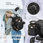 RUVALINO Diaper Bag Backpack-Multifunction Baby Travel Bag with Changing pad, Insulated Bottle Holders & Pacifier Case, Large Capacity, Waterproof, Black Leopard