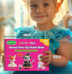 Dino Fun Animal Dress-up Sticker Book for Kids, Reusable Sticker Book for Toddlers 2-4 Years,12 Animals+Over 200 Cloths & Accessories,Sticker Dress up - Removable Sticker Activity Book for Girls