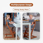 FORNEL Adjustable Wooden High Chair for Babies, Toddlers & Kids | The Grow-with-Me Chair from 6 Months to 200 lbs | Modern, Easy to Clean Dining Chair (Walnut)