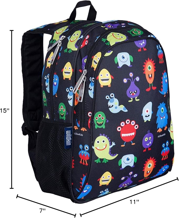 Wildkin 15-inch Kids Backpack – Durable, Padded, Adjustable for School & Travel - Monsters