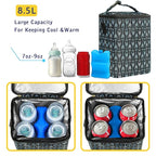 Breastmilk Cooler Bag with Ice Pack Fits 4 Baby Bottles Up to 9 Ounce Insulated Baby Bottle Bag Breast Milk Cooler on The Go with Strap Baby Bottle Cooler Bag for Nursing Mom Daycare or Travel