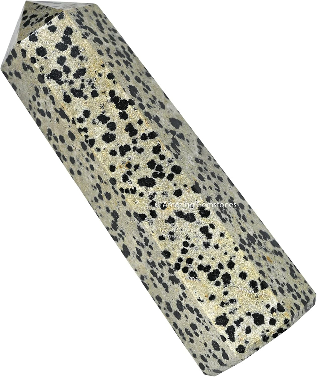 Amazing Gemstone Large Dalmatian Jasper Crystal Towers ~ Natural Healing Crystal Point Obelisk for Reiki Healing and Crystal Grid (5.5 to 6 INCH)