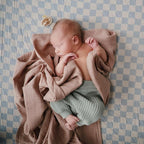 mushie Extra Soft Muslin Fitted Crib Sheet | 192 Thread Count | 28"x 52" (Blue Check)