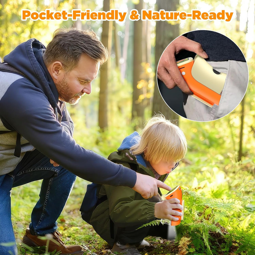 Microscope for Kids 2-in-1 Pocket Portable 1000X 2.0'' HD Screen Handheld Digital Microscopes with 10 Slides, Photo/Video, 6 Adjustable LEDs, Edu Science Kit Gift for Kids Age 5-7 8-12