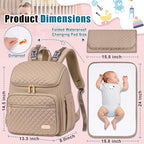 Weitars Diaper Bag Backpack Large Baby Diaper Bag with Changing Pad Travel Diaper Backpack,Baby Bag for Boys Girls,Stroller Straps,5 Insulated Pockets (Khaki)