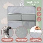 Bornealand® 2" Extra Thick Baby Bath Kneeler and Elbow Rest Pad Set + Hooded Towel - Embroidered Kneeling Pad for Bathing Baby - Dual-Layer Memory Foam Bathtub Kneeler and Elbow Rest Set