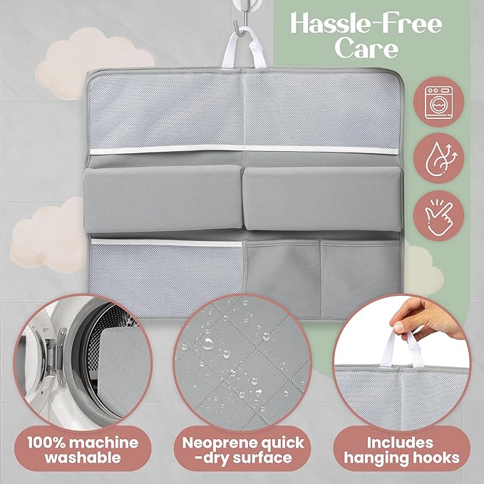 Bornealand® 2" Extra Thick Baby Bath Kneeler and Elbow Rest Pad Set + Hooded Towel - Embroidered Kneeling Pad for Bathing Baby - Dual-Layer Memory Foam Bathtub Kneeler and Elbow Rest Set