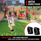 Ninja Warrior Obstacle Course for Kids Backyard with A Pair of Knee Pads, 60’ Ninja Slackline and Slackline Protective Tube with Unique Obstacles Climbing Net, Ninja Wheel, Monkey Bars, Gym Rings