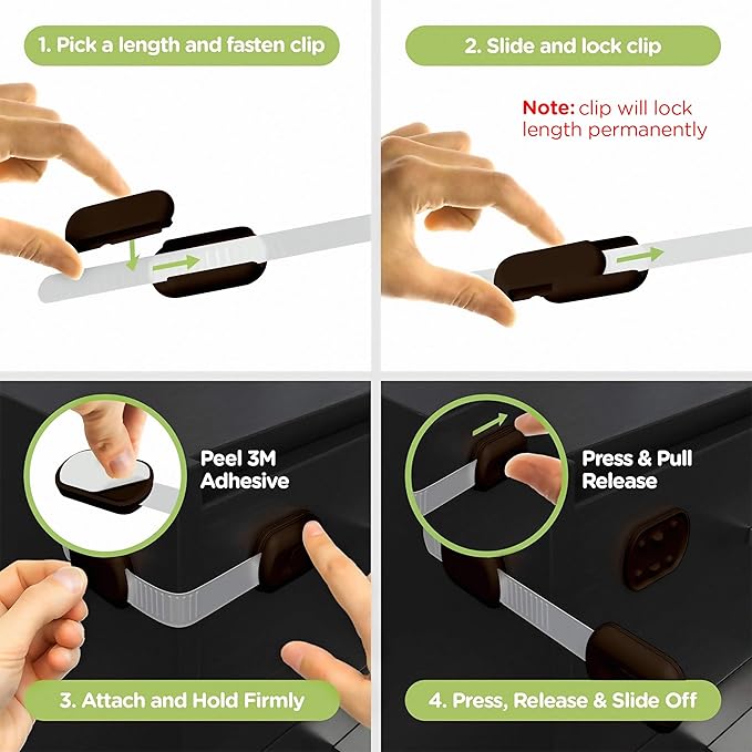 Baby Proofing Child Safety Locks (2 Pack) by Skyla Homes - The Safest, Quickest and Easiest 3M Adhesive Cabinet Latches, No Screws & Magnets, Multi-Purpose for Furniture, Kitchen, Ovens, Toilet Seats