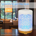 Earnest Living Essential Oil Diffuser White Ceramic Diffuser 250 ml Timers Night Lights and Auto Off Function Home Office Humidifier Aromatherapy Diffusers for Essential Oils