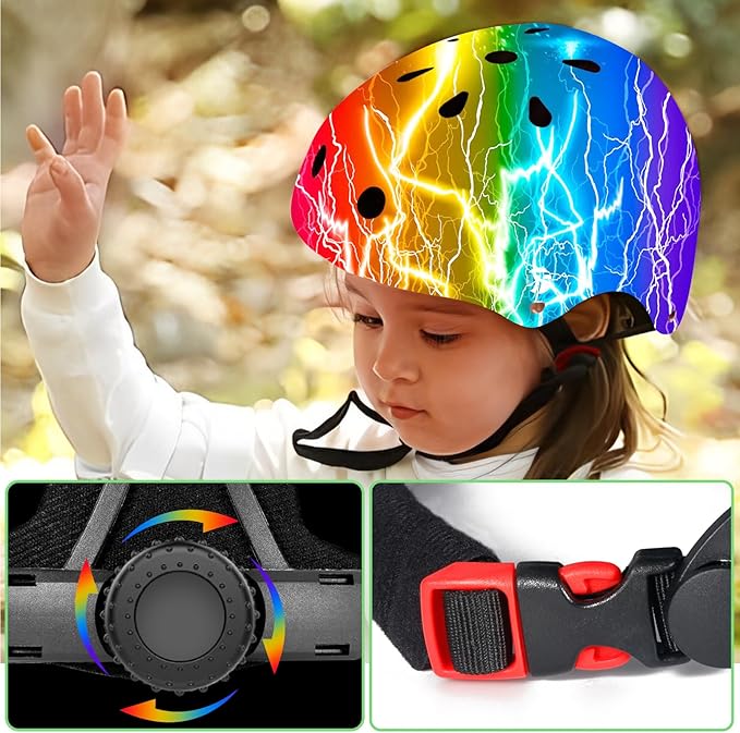 Adjustable Color Gradient Skateboard Helmet for 3-5-8-14+Ages【Toddler Kids Youth Adult】 Girls Boys Woman.Bike Helmet for Multi-Sports Cycling Bicycle Scooter Inline Roller Skate Rollerblading