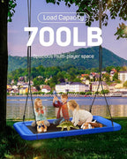 Tree Swing for Kids and Adults, 60" Waterproof Rectangle Platform Swing, 700lbs Heavy Duty with Adjustable Straps, Blue