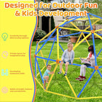 Gardenature 10FT Climbing Dome, Outdoor Jungle Gym for Kids, Geometric Dome Climber Supporting 880 Lbs Anti-Rust Metal Outdoor Play Structure ASTM Approved Blue & Yellow