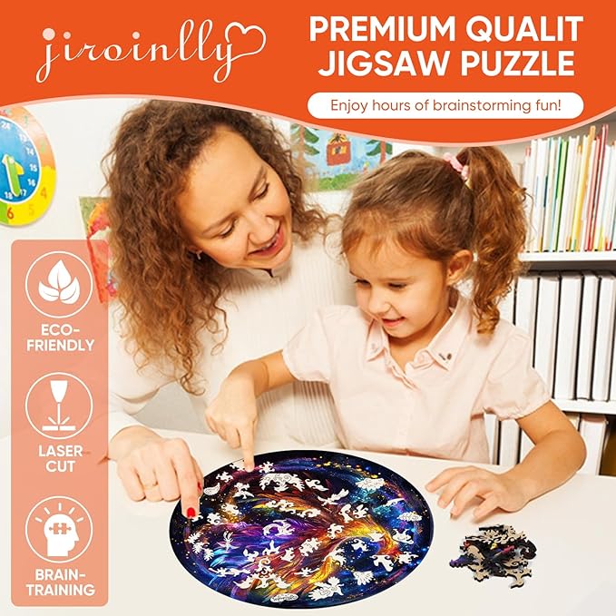Wooden Puzzles for Adults, Phoenix Puzzle Color Challenge Jigsaw Puzzles 300 Piece, (Royal,16.7in) Thickened Unique Shapes Family Reunion Puzzle, Best Gift for Adults and Kids, Family Game