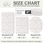 Crib Sheets Neutral - Fitted Baby Crib Sheets Bed for Girl Boy - 2 Pack Standard & Toddler Mattress (Juliette) - Buttery Soft Organic Cotton Blend